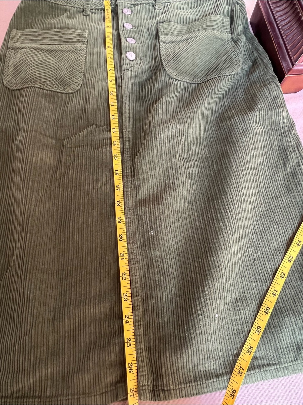 Pilcro and the Letterpress Olive Green Corduroy Midi Skirt - Picture 12 of 14